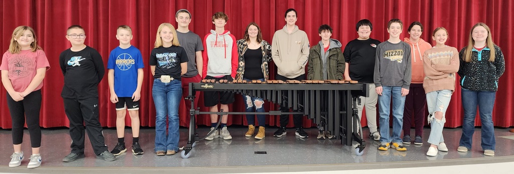 Middle school percussion students gifted a new marimba through local grants. 